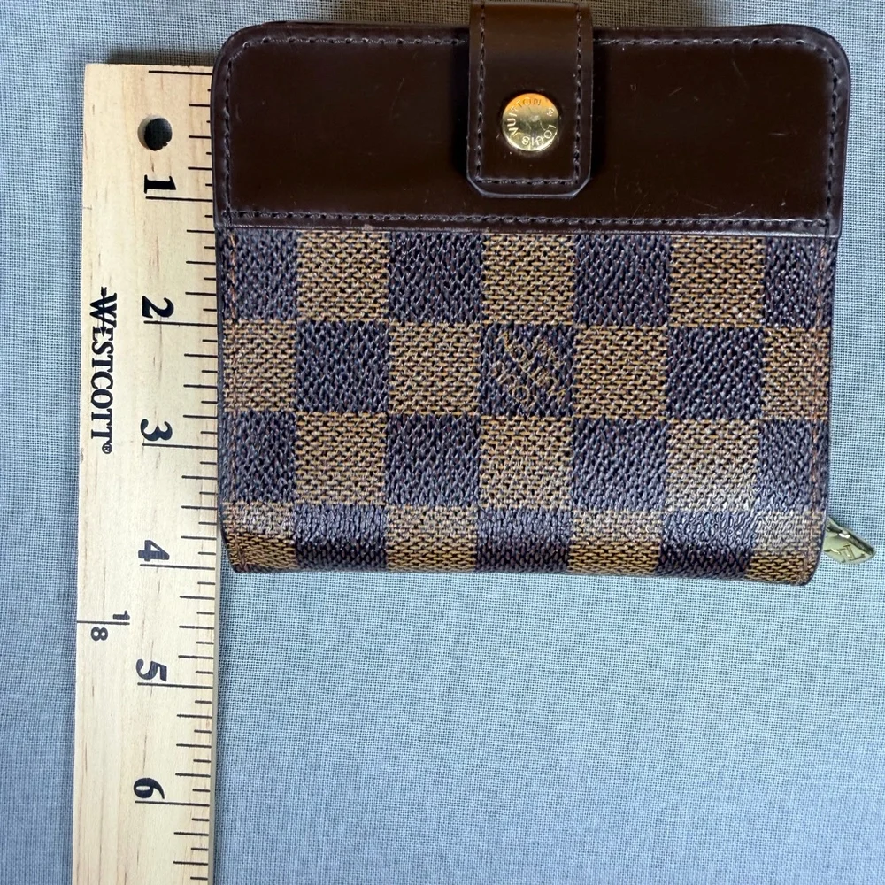 LOUIS VUITTON DAMIER EBENE COMPACT ZIP WALLET N61668 W/ BOX AUTHENTIC